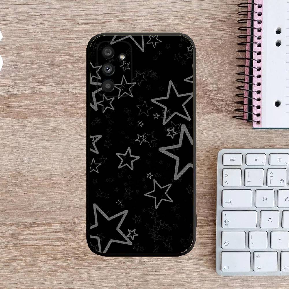 Cute Korean Ins Y2k Star Phone Case For Samsung Galaxy A13,A21s,A22,A31,A32,A52,A53,A71,A80,A91 Soft Black Cover
