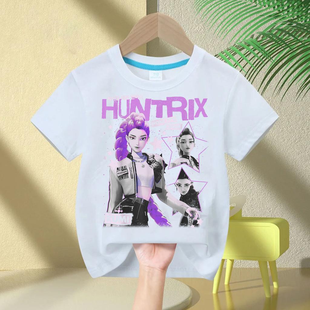 Kpop Caçadores de Demônios Roupas Infantis Camiseta de Manga Curta Camiseta Fofa Kpop Caçadores de Demônios Camiseta Harajuku para Meninos Meninas