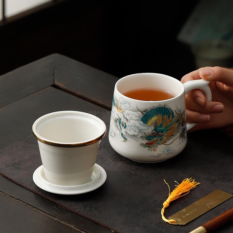 China Baixianglong Office Cup Gift Box White Porcelain Tea Set Business Year Of The Dragon Souvenir Company Annual Meeting Personal Gifts