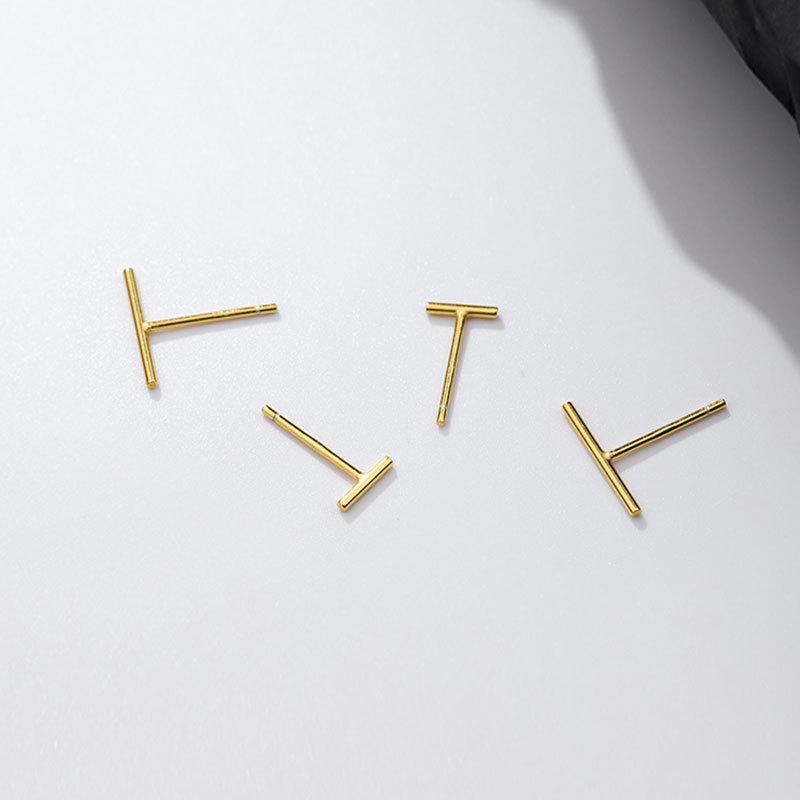 Stab-Ohrringe 6mm 12mm Einfache Steckerohrringe, 925 Sterling, Gold- oder Schwarzbeschichtet, T-Stab, Minimalistischer Linienohrring, Geschenke für Sie 6MM gray
