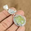 Natural Prehnite Gemstone Pendant 925 Sterling Silver Indian Jewelry For Women