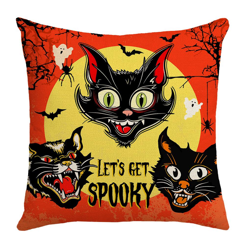 New Halloween Throw Pillow Cover Cushion Cover Decoration Living Room Sofa Decoration Linen Printed Cushion