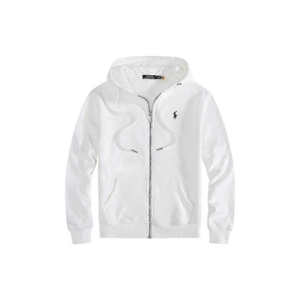 (Sweat à capuche avec étiquette noir et blanc, taille L)Ensemble Hoodie Polo Brodé pour Homme avec Veste Polaire et Cardigan
