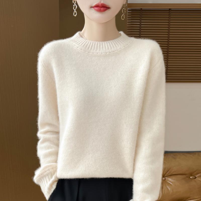 Women's Cashmere Sweater Qinghe Cashmere 30% Cashmere 70% Wool Autumn and Winter Pullover Warm and Fashionable