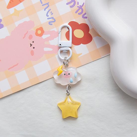 5Pcs Keychain Soft Expression Cloud Glitter Star Charm Key Chain Pendant with Alloy Buckle Schoolbag Decoration
