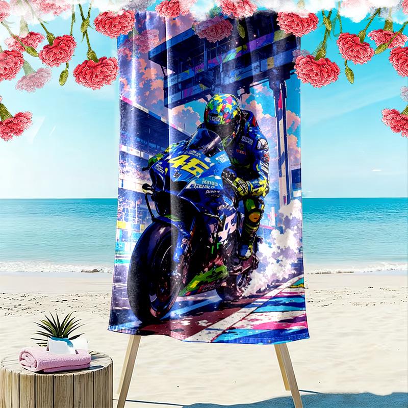 46 Motor Print Strandtuch, Großes Weiches Schnelltrocknendes Handtuch für Strand Camping Schwimmen