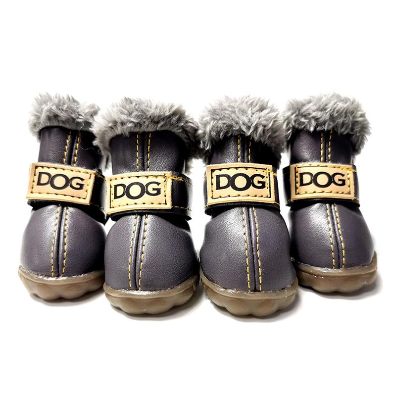 Zimowe buty dla psa ciepłe buty na śnieg wodoodporne futro 4 sztuk/zestaw małe psy bawełniane antypoślizgowe XS dla ChiHuaHua mops produkt dla zwierząt PETASIA