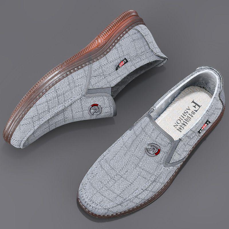 Men's Slip-on Old Beijing Canvas Shoes - Breathable, Non-slip, Wear-resistant Sole, Spring/Autumn Casual Footwear