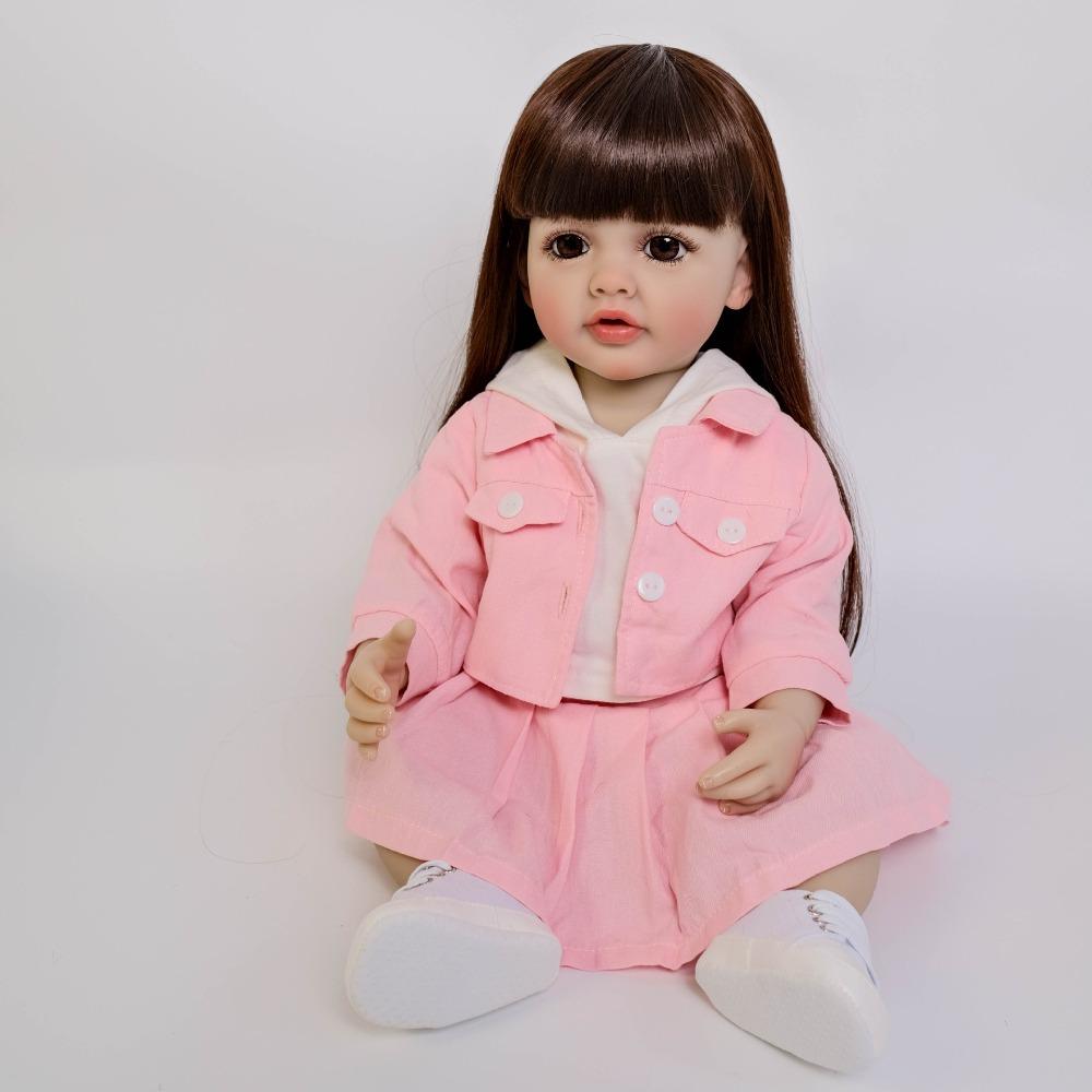 

22-дюймовая кукла-реборн для малышей Betty Beauty Princess Girl с длинными наклеенными париками, имитация волос, кукла-новорожденный с полным силиконовым телом, детская игровая игрушка-домик 55cm