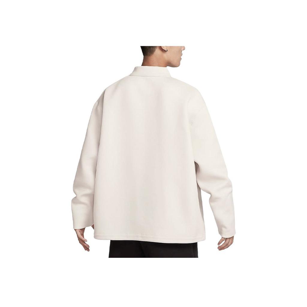 Nike Tech Fleece Reimagined Solid Color Breathable Long Sleeve Polo Shirt Men tops Light-Red-Brown FZ7571-104