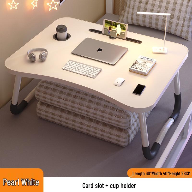 Folding Bedside Desk/Table for Laptop & Study - Bay Window, Bedroom, or Pit Use with Large Brackets