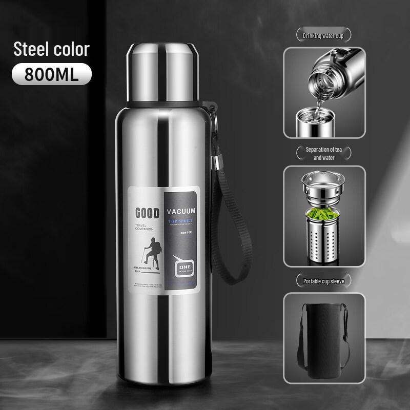 Xihe Portable Silver Insulated Water Bottle