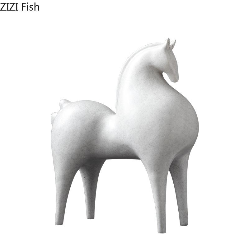 Creative White Horse Resin Sculpture Modern Crafts Ornaments Desk Decoration Minimalist Horse Statue Room Aesthetic Decor