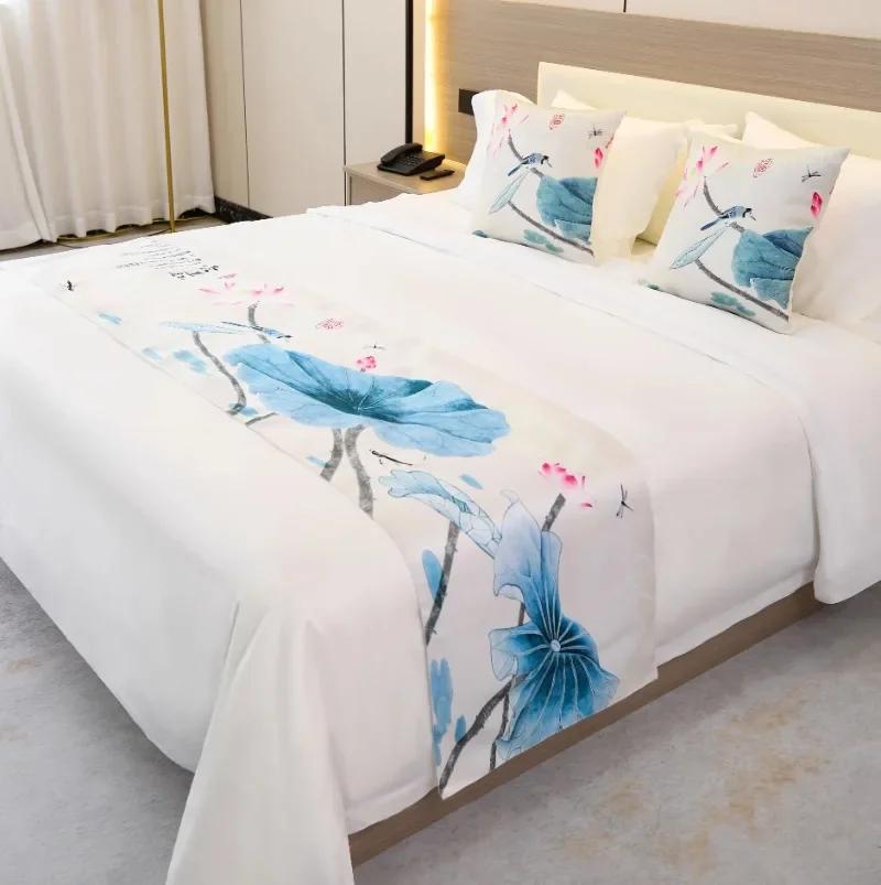 Solid color Bedspreads Bed Runner Double Layer Bed Flag Throw Bedding Single Queen King Bed Cover Towel Home Hotel Decorations