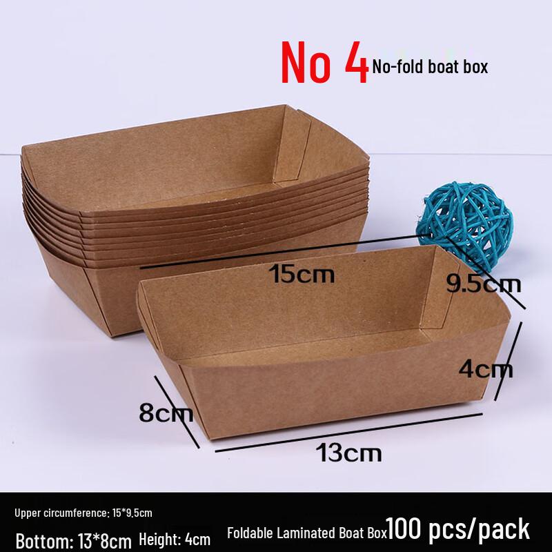 Pre-folded Kraft Paper Oil-Proof Boat Box