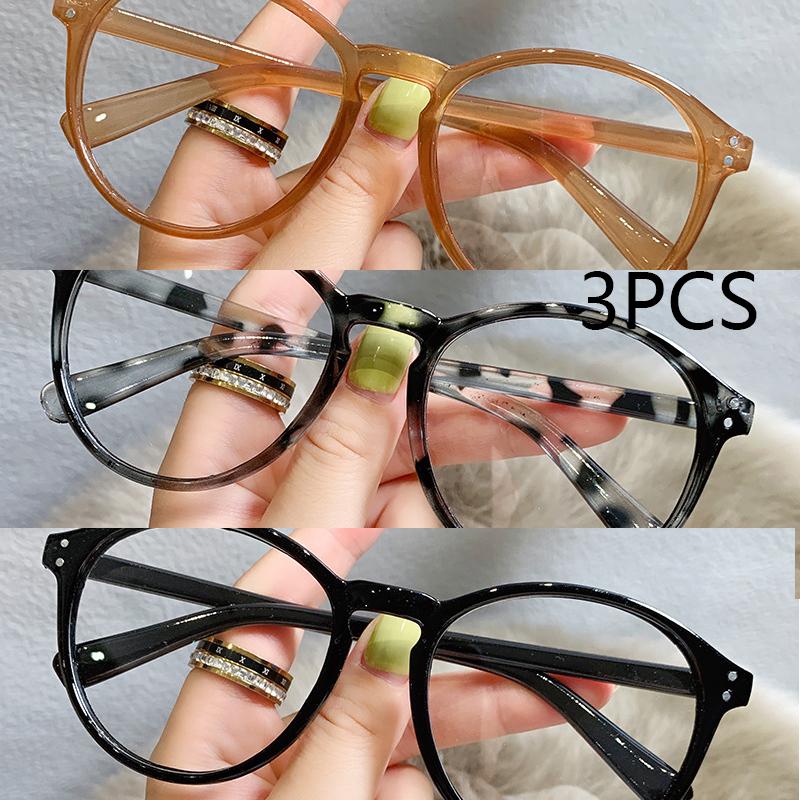 

3Pcs Finished Myopia Glasses Women Vintage Anti-Blue Light Eyeglasses Men Optical Nearsighted Glasses