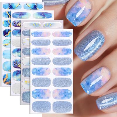 New Cat Eye No-Baking Gel Nail Stickers 3D Hot Stamping Ombre Shining Starry Sky NO UV Nail Stickers