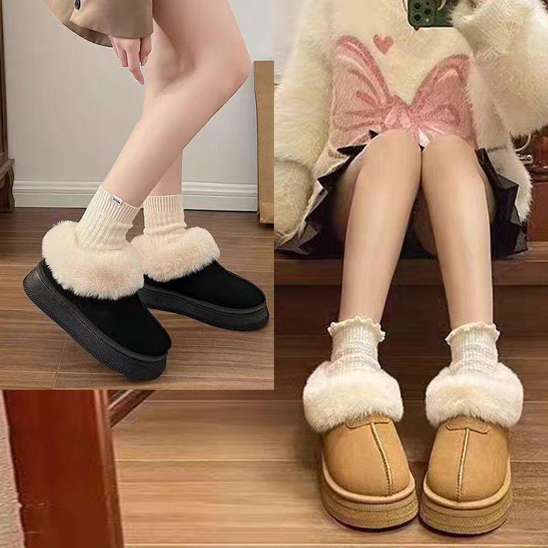 

Женские меховые зимние сапоги, осень/зима 2025 г., короткая платформа, толстая подошва, подкладка из плюша и хлопка. 40 коричневый