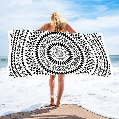 Ręcznik plażowy oversize z mikrofibry, piaskoodporny, duży, szybkoschnący, mandala, super chłonny, bezpiaskowy, lekki, cienki ręcznik kempingowy, basenowy