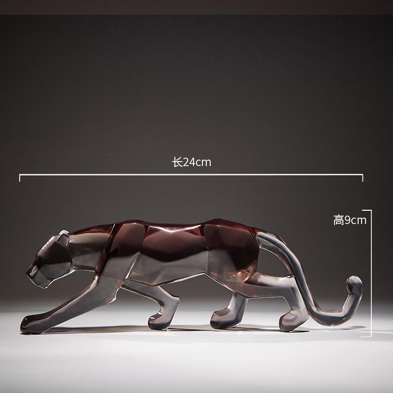 Resin Crafts Transparent Animal Sculptures Leopard Cheetah Money Leopard Ornaments Home Crafts Furnishings Decorative Figurines