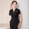 Women's 2025 Summer Collarless Short Sleeve Suit Set for Professional Jewelry Store/Hotel Reception Staff