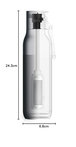 LARQ Granite White Bottle Filter - 500ml Water Bottle with Filter, Keeps Water Cold & Hot (Vacuum Flask), Removes Lead, Heavy Metals, Chlorine, and Ot
