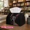 1pc, 2d Flat Printing, Tissue Box Colorful Floral Dog Pattern Printed Tissue Box, Suitable for Bathrooms, Living Rooms, Bedrooms, Dressing Tables, Cof