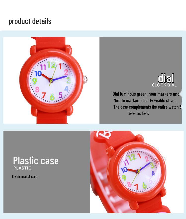 Kids' Cartoon Quartz Watch: 3D Strap, Round Case, Waterproof, Simple Design