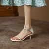 Ladies Summer New Fashion Shoes Sexy Square Strap Mid Heeled Shoe Casual Comfortable Opentoed Pumps Female Light Sandals