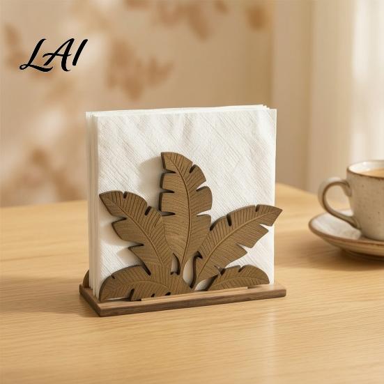 Durable Wood Tissue Dispenser Napkin Holder Leaf Shape Solid Dispenser Decorative Versatile Home Table Ornament Paper Towel Organizer for
