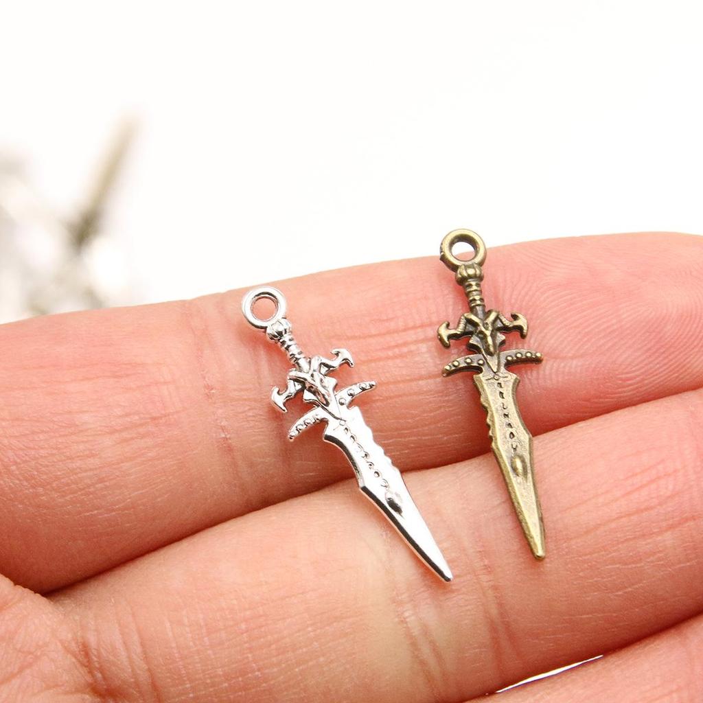 Dual-Color Mini Sword Charm Pendant, 29x9mm Alloy Accessory for Mobile Phone