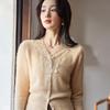 Versatile Cashmere Lace V-neck Sweater - Trendy Autumn/Winter Knitwear
