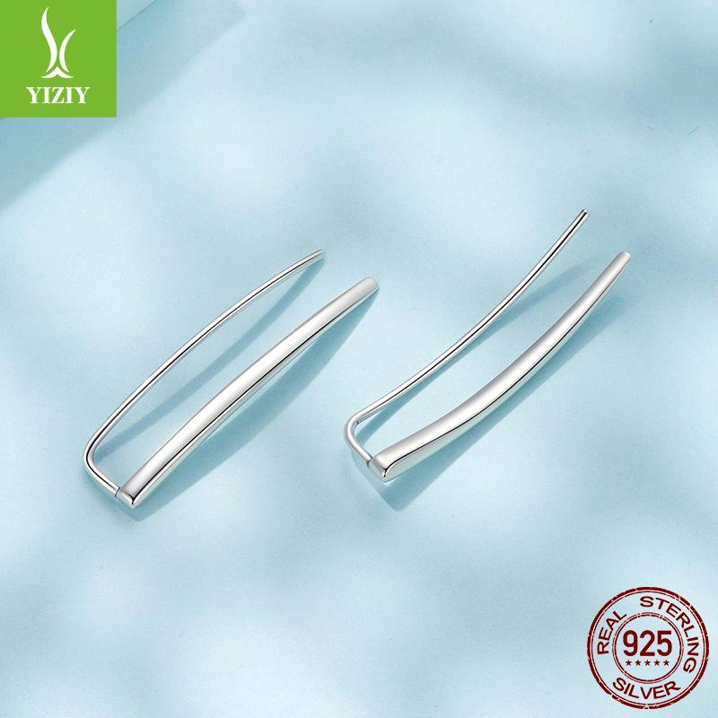 Personalized Long Ear Stud Earrings, Simple And High-End Royal Sister Style S925 Sterling Silver Stud Earrings.