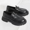 Teenagers Big Head Shoes One Pedal Loafers Small Thick Soles Heightening Leather Shoes Men's Shoes Large Size Shoes