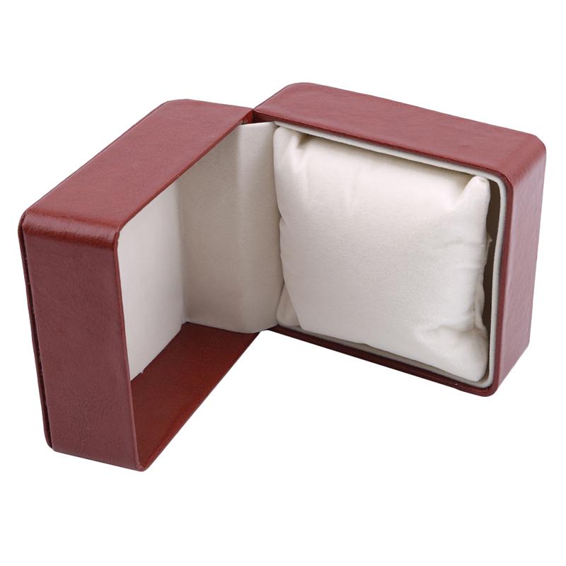 Fashion Watch Box Faux Leather Square Jewelry Watch Case Display Gift Box with Pillow Cushion