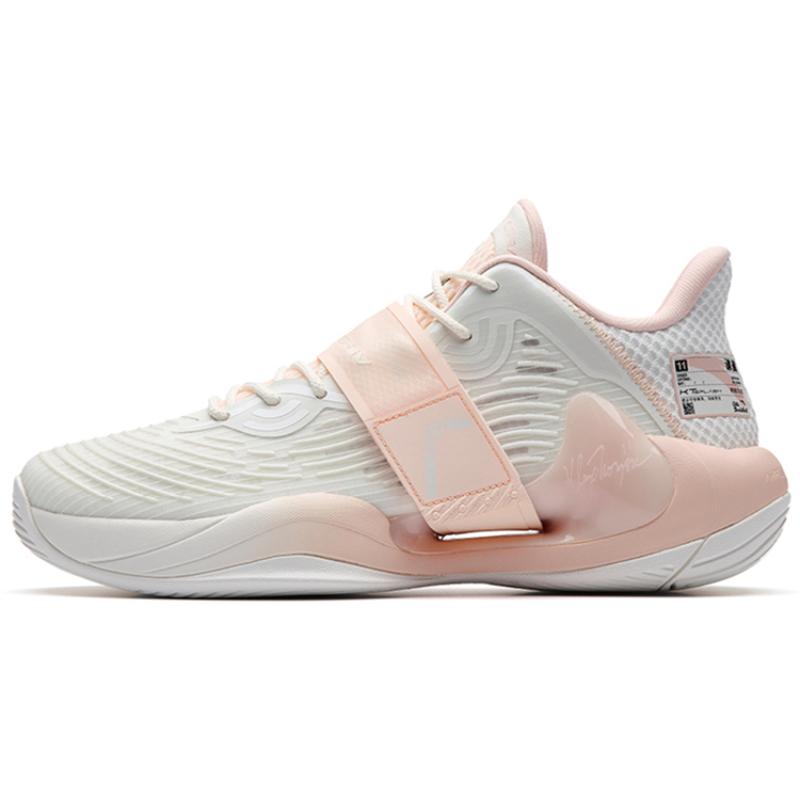 Anta Water Flower 4 Slip-Resistant Cushioning Wear-Resistant Low-Top Basketball Shoes White Pink Sneakers 112231109-4