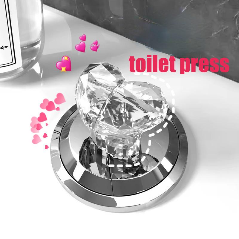 Gjennomsiktig hjerteformet toalettpresse Kreativ multifunksjonell toalettbeholderknapp Skylle- og løftelokkassistent
