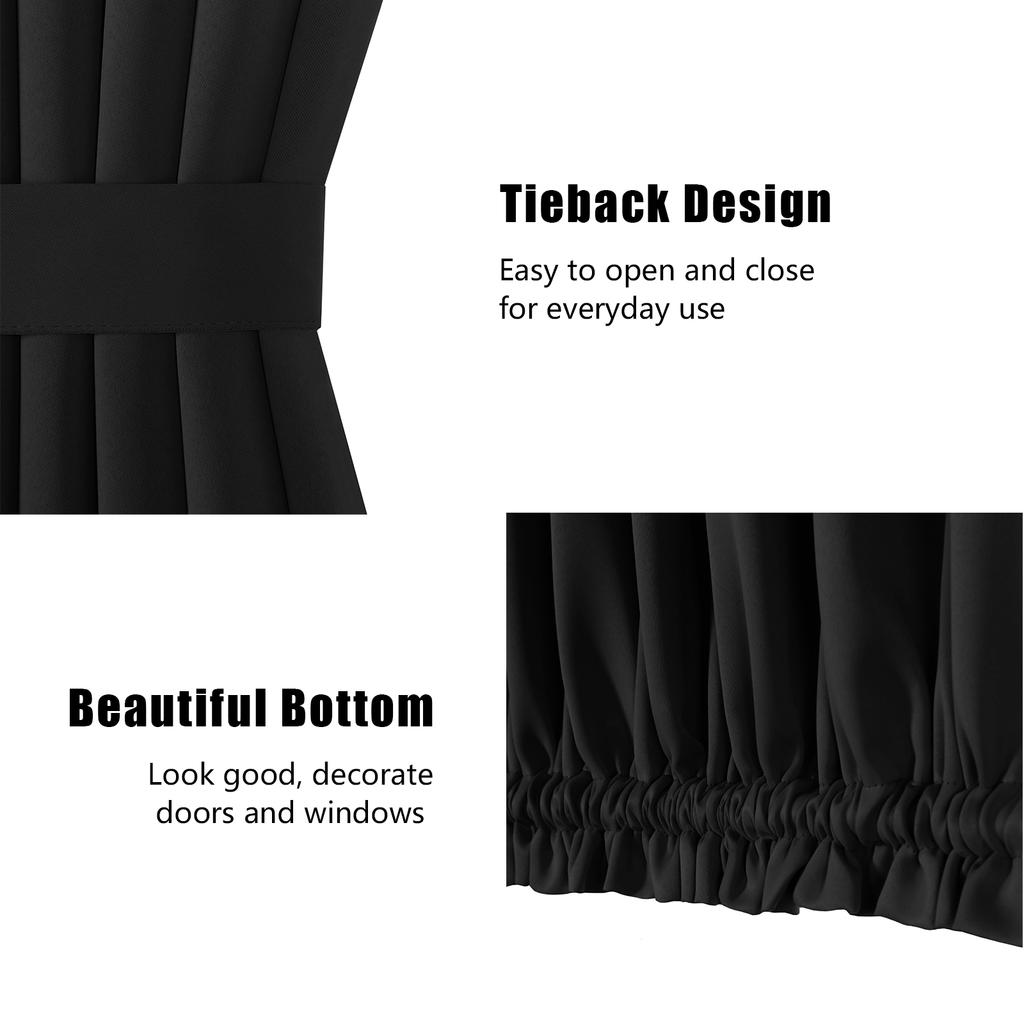 2 Panel French Door Curtains With Rod Pocket Tieback Indoor Sun Blocking Privacy Grommet Curtains Thermal Blackout