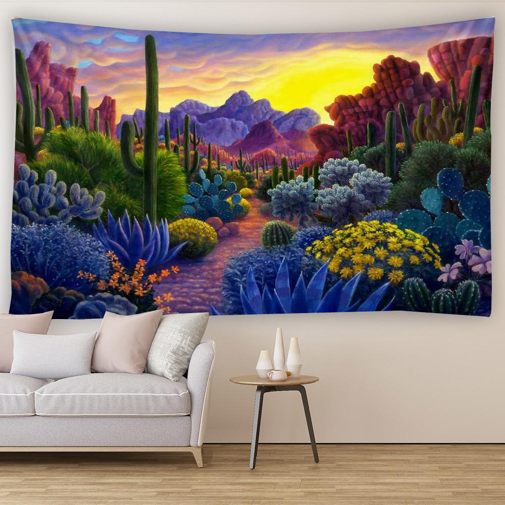 Botancial Cactus Tapestry, Tropical Desert Forest Plant Wall Tapestry For Kids Teens Bedroom Living Room Rustic Fashion Artwork