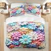 Vibrant Floral Print Duvet Cover Set Polyester All-Season Machine Washable For Home And Dormitory Decor