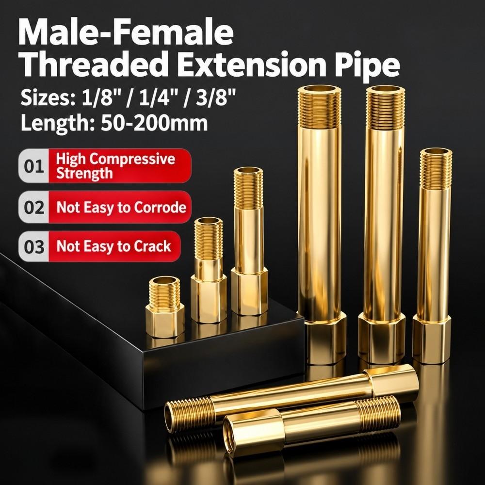 1/8" 1/4" Messing Verlängerungsnippel 50mm-200mm Außengewinde Innengewinde Fitting Für Wasserleitungen