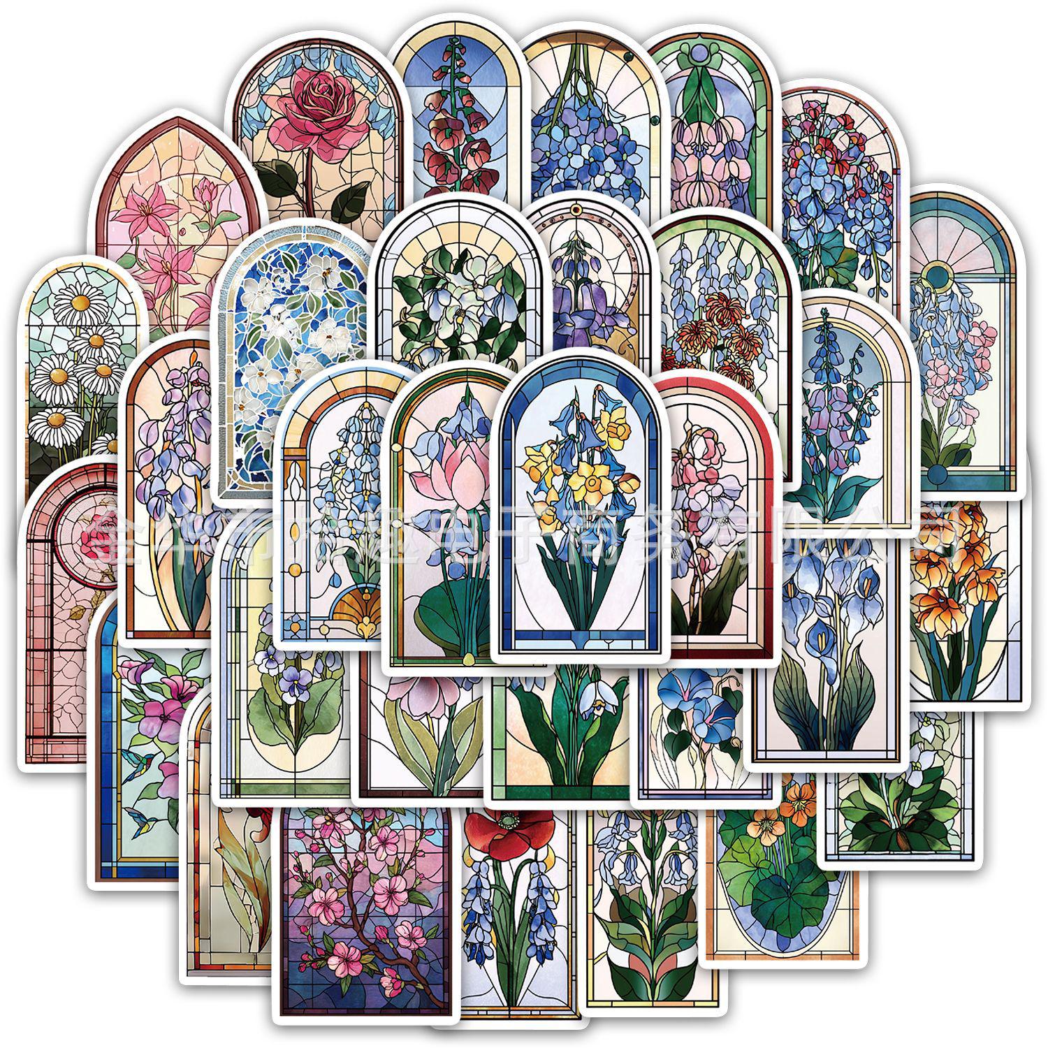 

Набор из 50 предметов: Разноцветные Цветочные Стеклянные Наклейки для Бутылок с Водой, Чехлов для Телефонов и Ноутбуков