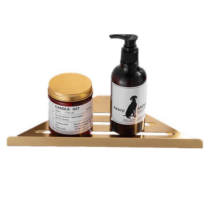 Bathroom Rack Shower Shelf Wall Mounted Brushed Gold Stainless Steel Durable Corner Shelf