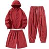 Summer Solid-color Casual Sun-protective Clothing Set with Hooded Thin Coat, Same Style for Both Men and Women, Three-piece Skinwear Set