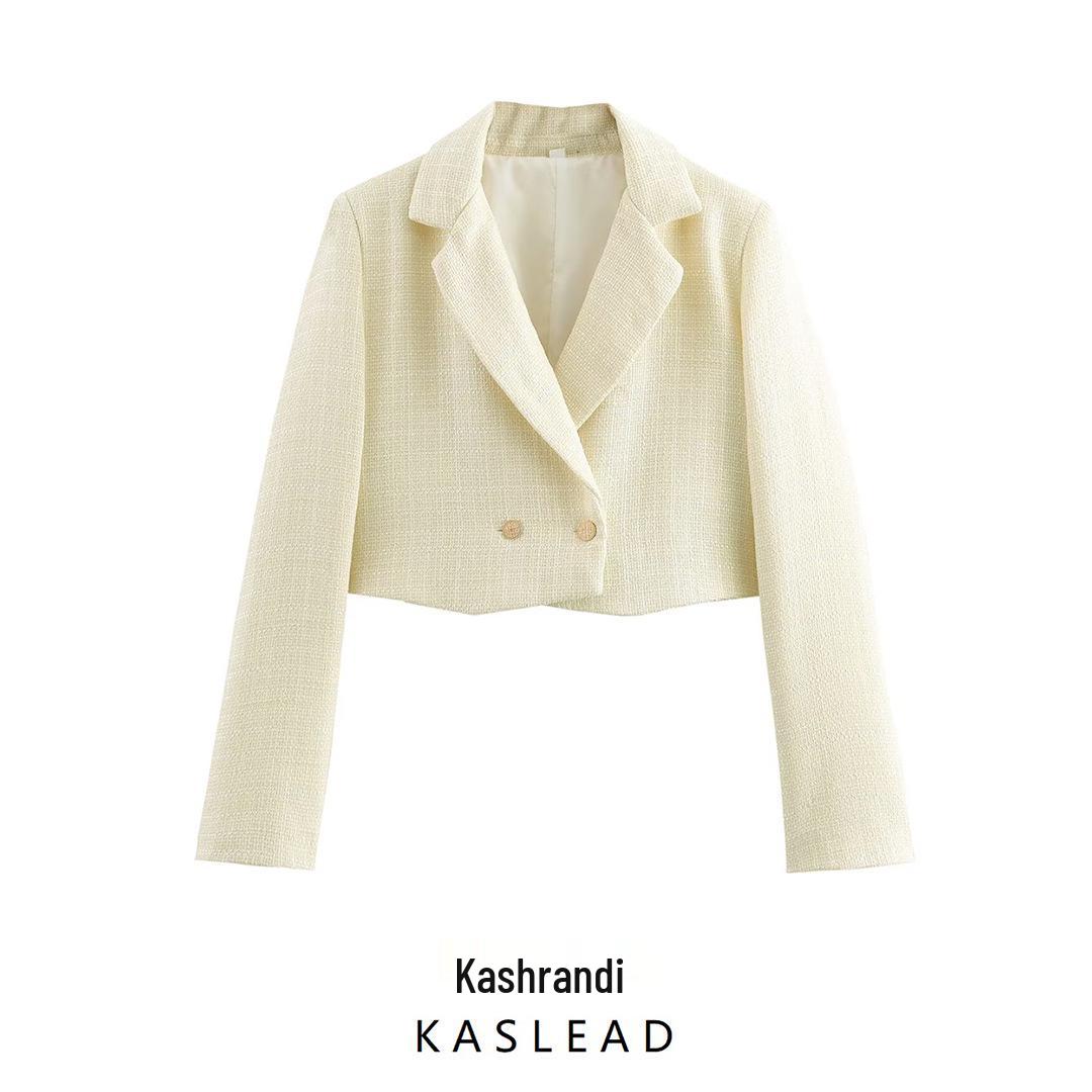 

Spring 2025 Women s European & American Style Fashionable Short Tweed Jacket M бежевий