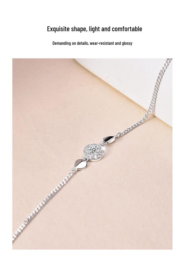 S925 Sterling Silver Diamond & Heart Rhinestone Bracelet: Elegant, Simple, Versatile Gift for Women