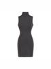 Women's Sleeveless Bodycon Dress: Retro, Mature Style, Stretchy, Slim-Fit, High-Neck, Sexy Short Skirt