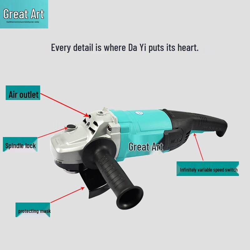 Dàyì 180mm Industrial Angle Grinder CN plug (adapter included)