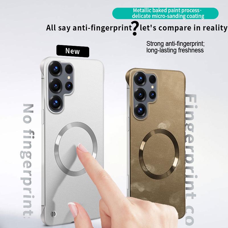 Samsung S26 Ultra Metal Magnetic Phone Case with Paint Finish, Borderless Design for S26 Plus