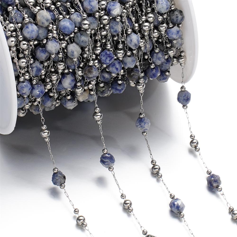 1meter/Lot Colorful Faceted Stone Beads Beaded Stainless Steel Chains for Bracelet Necklace Anklet DIY Jewelry Making Supplies